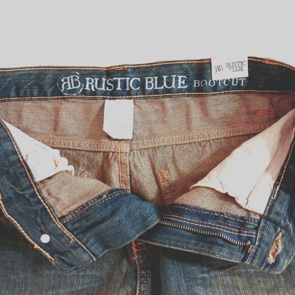 RUSTIC BLUE Brand 18 Boys Bootcut Denim Jeans Vintage Tint Adjustable Waist NWT - Picture 8 of 14